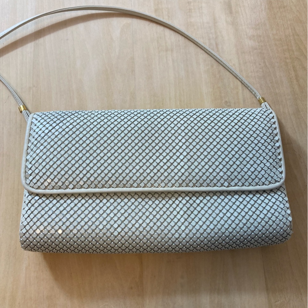 Whiting and David Vintage Cream Metal Mesh Clutch